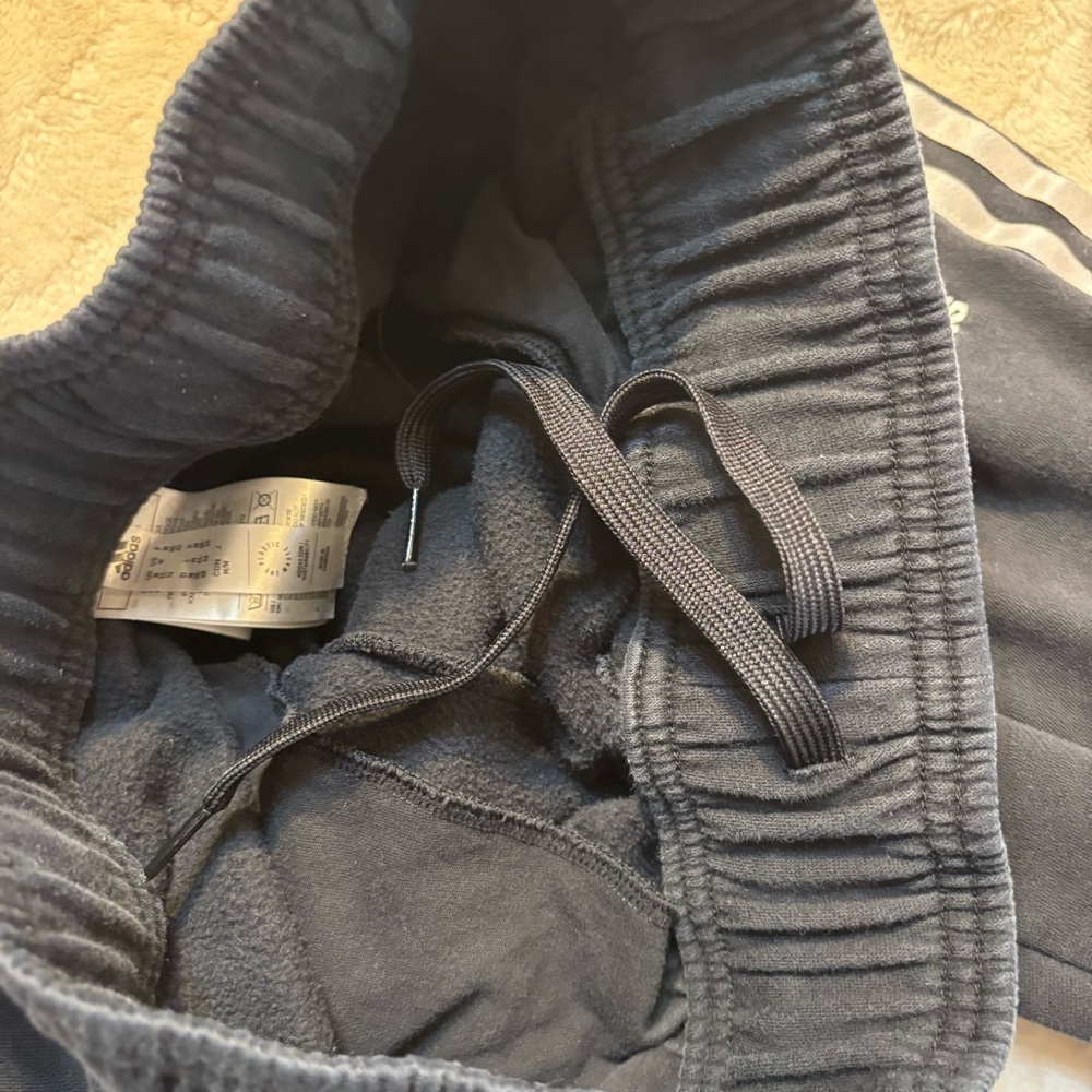 Adidas Joggers Medium Black w/ White Accents Elastic Waistband Drawstring - Picture 8 of 14